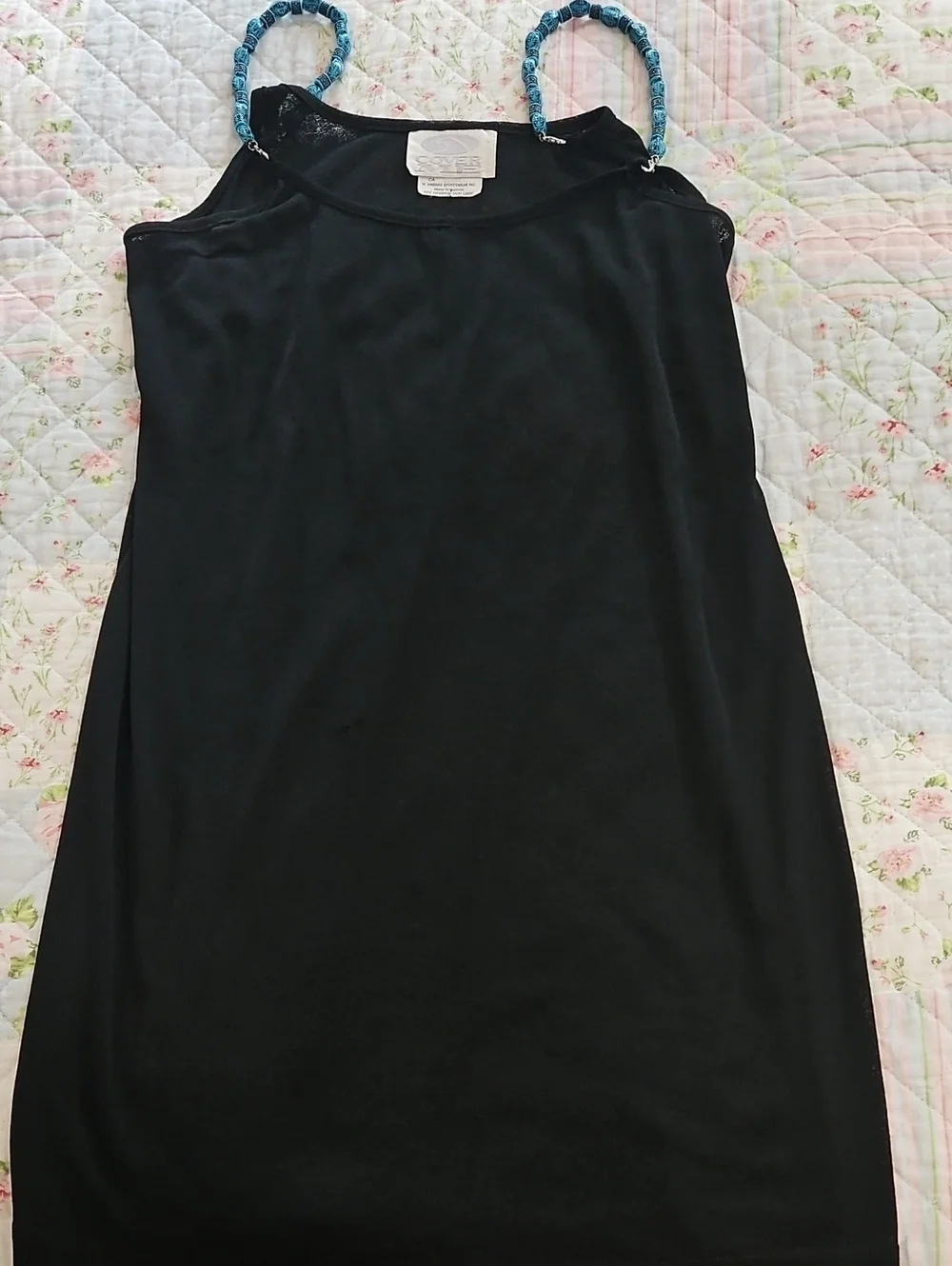 Black Swim Coverup with Braided Turquoise-Strap Detail